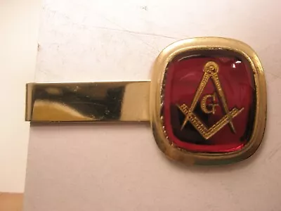 Masonic Red Acrylic Vintage Tie Bar Clip 32nd Degree Scottish Rite Shriners • $28.49