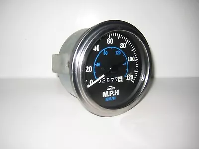 VINTAGE SUN  120 MPH SPEEDOMETER  Mechanical Gauge -  Blue Line ? • $125