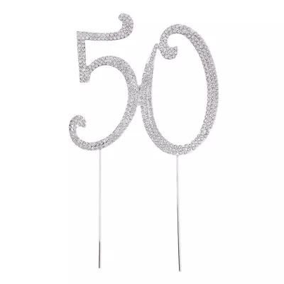  50 Cake 50th Birthday Anniversary Rhinestones Decorative Party Supplies • £9.38