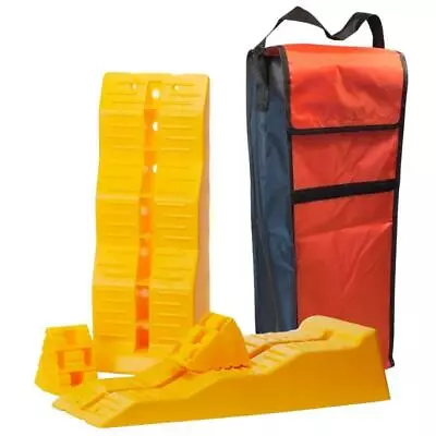 $64.95 • Buy Single Axle Levelling Ramps Chocks & Bag Kit For Caravan, Camper Trailer RV Ramp