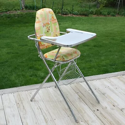 Vintage Holly Hobbie Highchair Chrome Metal Padded Vinyl Baby Or Doll High-chair • $100