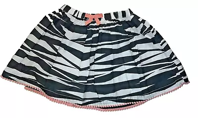 Gymboree Girl Skirt Size 10 Black White Zebra Pink Bow Pom Poms Lined 2739 • $7.82