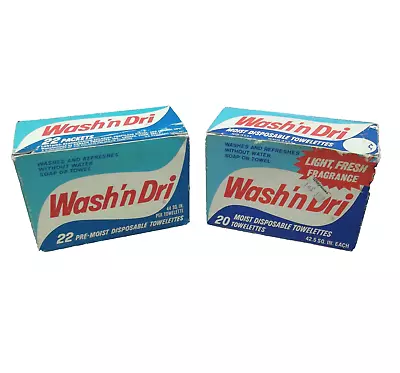Vintage Wash 'n Dri Pre-Moist Disposable Towelettes Boxes Made In USA 27 Packs • $16.99