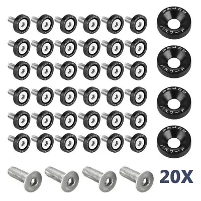 2023 Black Billet M6 Fender Bumper Washer Bolt Engine Bay Dress Up Kit Set • $18.08