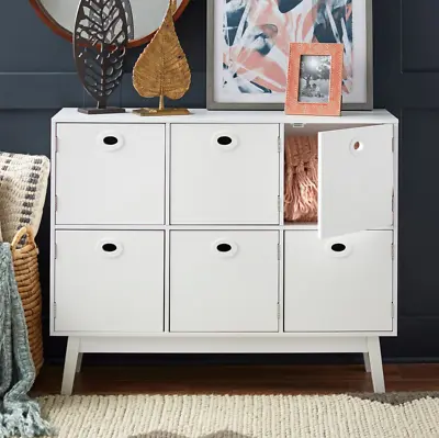 Storage Cabinet 6 Door Modern White Living Bed Room Dresser Craft Hobby Organize • $150.51