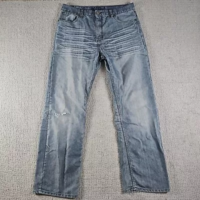 Old Skool Men's Gray Metallic Denim Jeans Size 36X31 Y2K Baggy Skater Distressed • $15