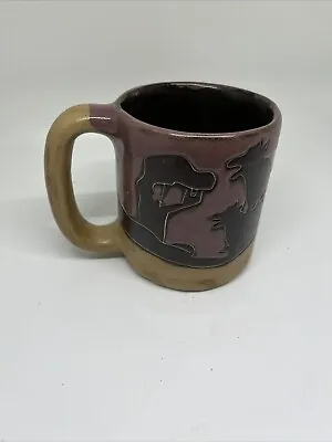 Mara Pottery Coffee Mug Fine Art Purple Wolves Trees Scenic Made In Mexico 16 OZ • $25