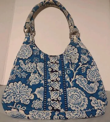 Vera Bradley Blue Lagoon Handbag Purse Shoulder Bag Eloise Blue Floral Retired • $10.95