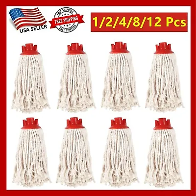 1/2/4/8/12 Pcs Of Mop Head Replacement Cotton Mop Heads Refill (Screw On) • $8.99