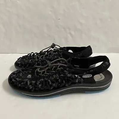 Keen Uneek 1014617 Black Grey Hiking Sandals Cord Braided Rope Men's 8.5 EUC • $39.97