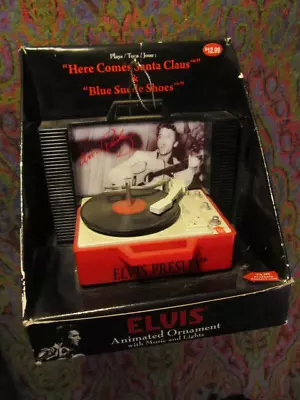 Elvis Presley Animated Christmas Ornament Record Player Music And Lights - Works • $10.50