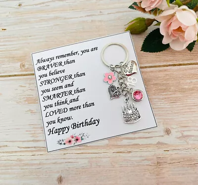 Personalised HAPPY BIRTHDAY Gifts Charm Keyring 16th 18th 21st 30th Gift For Her • £4.99