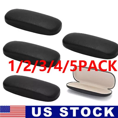 NEW Clam Shell Hard Eyeglasses PU Glasses Case Black W/Microfiber Cleaning Cloth • $4.49