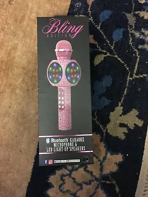 Wireless Bluetooth Stereo Bling Pink Karaoke Microphone & LED Light-up Speakers • $49.99