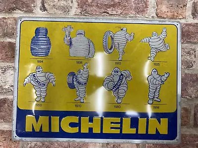 Michelin Tyres Logo Evolution Large Retro Style Embossed Metal Sign. Mancave • £19.95