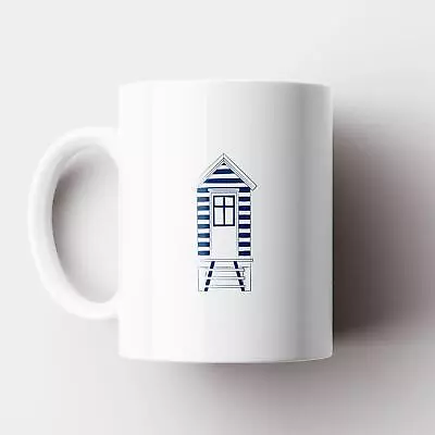 Beach Hut Coastal Blue Nautical Ceramic Mug Beach Themed Gift • £9.97