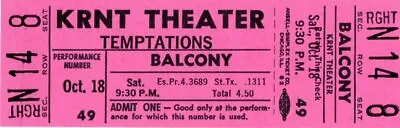 The Temptations 1969  Cloud Nine  Tour Krnt Unused Pink Concert Ticket-nm~mint  • $33.70