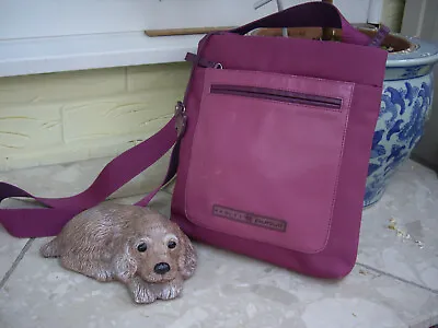 £24 • Buy Radley Pursuit Purple Leather & Magenta Pink Fabric Handbag Radley Messenger Bag