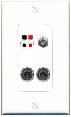 4 Port 1 Gang Jack Face Cover Coupler 2 3-5MM COAX SPEAKER Wall Plate • $17.44