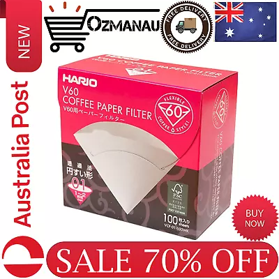 Hario V60 Paper Coffee Filters Size 01 White 100Ct Boxed | Free Shipping | AU • $21.49