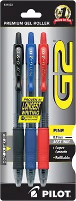 Pilot G2 Retractable Gel Ink Pens Fine Point Assorted Colors 1 Pack Of 3 Pens • $10.59