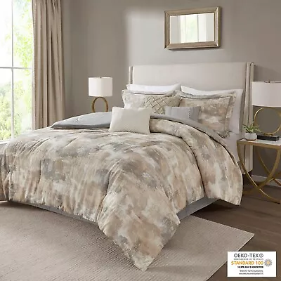 Madison Park Beacon 7 Piece Textured Cotton Blend Comforter Set • $168.29