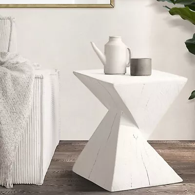 Oikiture Side Table Coffee Bedside End Stool Stand Terrazzo Stone Outdoor White • $109.90