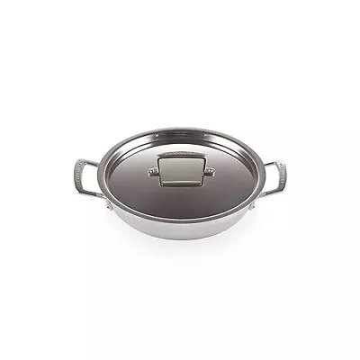 Le Creuset 3-Ply Stainless Steel Shallow Casserole With Lid 24 Cm • £99