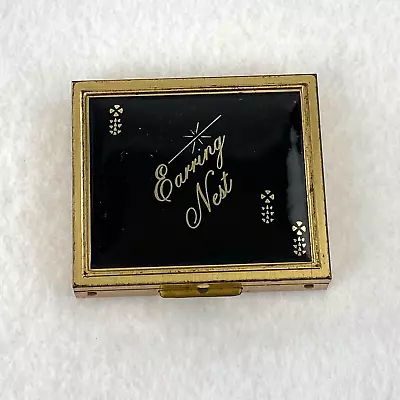 Vintage Earring Nest Jewelry Holder Travel Case Box Metal Padded Mirror Inside • $24.99