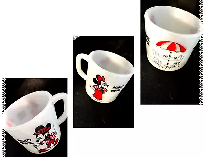 ANCHOR HOCKING -MILK GLASS- DISNEY MICKEY AND MINNIE MOUSE CUP 1 Pc Plc • $11