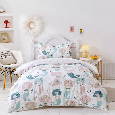 3D Mermaid Princess Whale Dot Quilt Cover Set Duvet Cover Bedding Pillowcases • $67.49