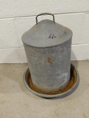 Galvanized Chicken Waterer Trough Metal Antique Vintage Decor Feeder • $35