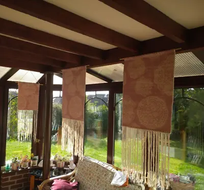 £26.95 • Buy 3 Vintage Style Free Hanging Conservatory Fabric Blinds Carpet Material Tassels