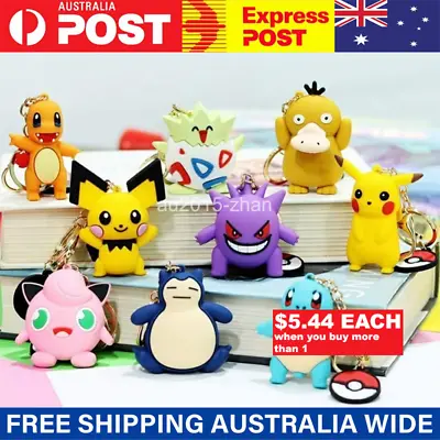 Pokemon Keychain Keyring Pikachu Charmander Action Figure Toy Christmas Gifts • $11.20