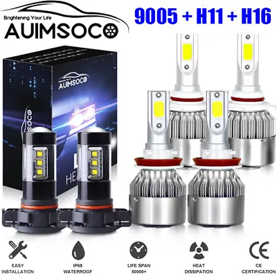 For GMC Sierra 2500HD 2007-2014 COB LED Headlight Kit Hi/Lo Lamp Fog Light Bulbs • $38.99