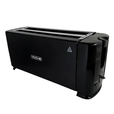 4 Slice Longslot Toaster Black 1300W With Variable Browning Control - Voche© • £25.61