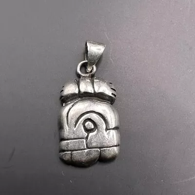 Sterling Silver Mayan Zodiac Calendar Pendant Mak Mac Sak Signed 925 • $39.99