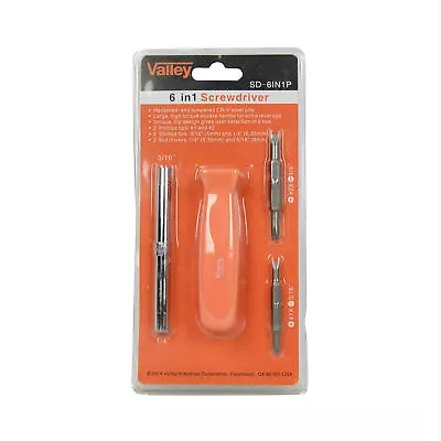 New Valley Industries 6 In 1 Screwdriver With Phillips Slot And Nut Driver Tips • $7.95