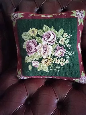 Vintage Needlework Pillow Handmade Down Insert • $24.99