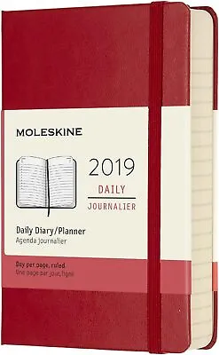Moleskine Planner Diary 2019 12M Daily Pocket Scarlet Red Hard Cover • $39