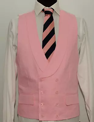 New Vestige London Double Breasted Linen Morning Wedding Waistcoat Xs 36'' • £59
