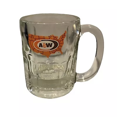 Vintage Small AW ROOT BEER Logo 4 1/4  Tall HEAVY GLASS 8 OUNCE MUG. • $10
