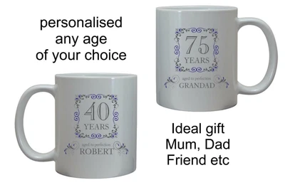 £10.95 • Buy MENS BIRTHDAY GIFT IDEA MUG PERSONALISED ANY AGE NAME GRANDA DAD MENS 50th 60th