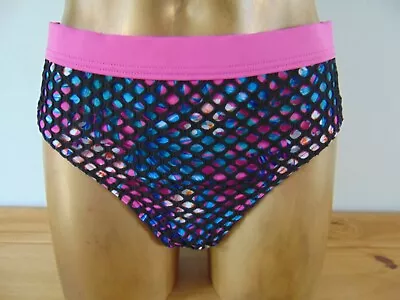 Simply Be Tropical + Black Mesh Mid Waist Bikini Briefs UK 12 New + Tags • £3