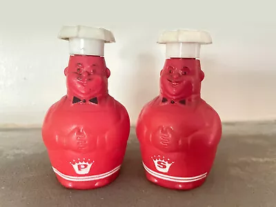 Vintage Salt And Pepper S&P Shakers Plastic Red French Chef New Line USA • $10.99