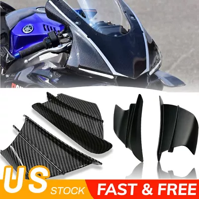 2PCS Carbon Fiber Winglet Side Spoiler Air Deflector Wing ABS For Motorcycle • $11.79