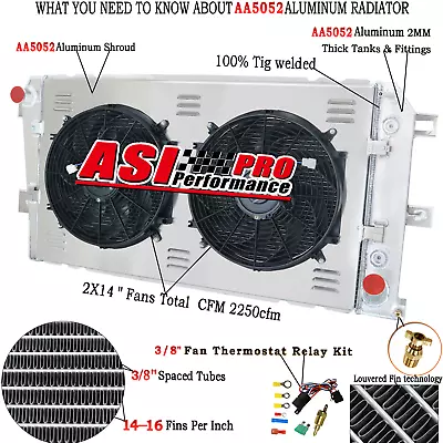 ASI 4 Row Radiator Shroud Fan For 01-05 Chevy Silverado GMC Sierra 2500 3500 6.6 • $309