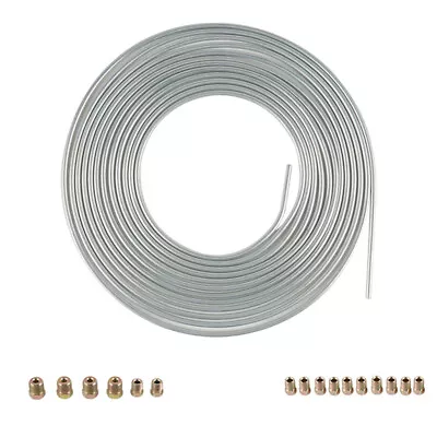 25FT 3/16in Zinc OD Steel Brake Line Tubing Kit Coil Roll SAE Tube Nut Fittings • $33.59