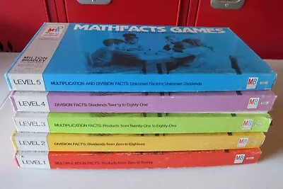 Vintage 1972 Milton Bradley Math Facts Games Multiplication Division Level 1-5 • $18.49