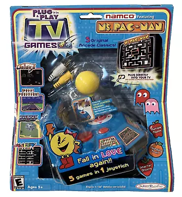 Jakks Pacific Namco Ms. Pac-Man Plug & Play 5-in-1 TV Games System Sealed NEW • $116.50